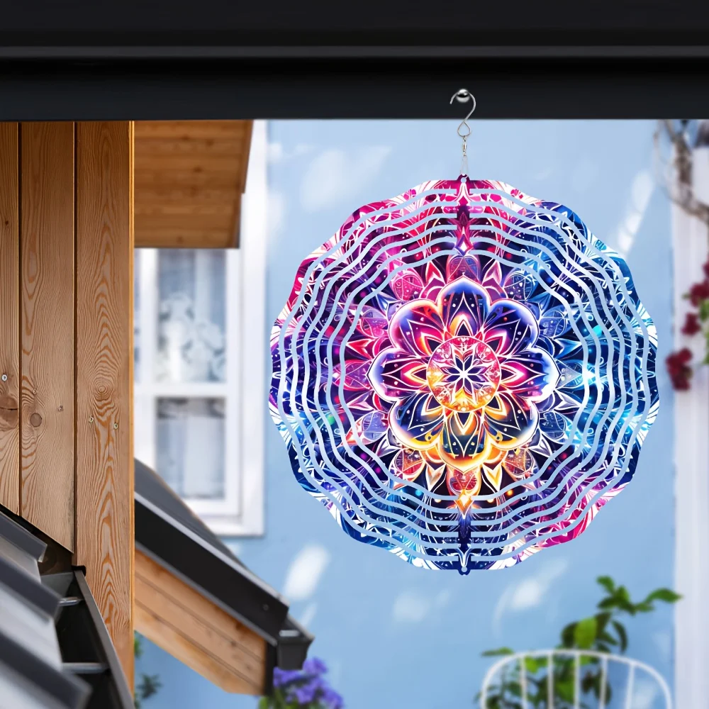 3D Colorful Floral Mandala Wind Spinner - Evil Eye Indoor Outdoor Decor for Mother Grandma Wife Thanksgiving Christmas Gift