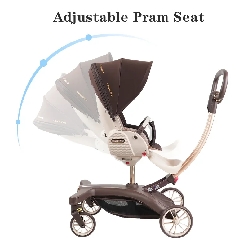 Baby Stroller 3-in-1 Leather Bidirectional Implementation of Adjustable Folding Comfortable Large Wheel Shock Absorber