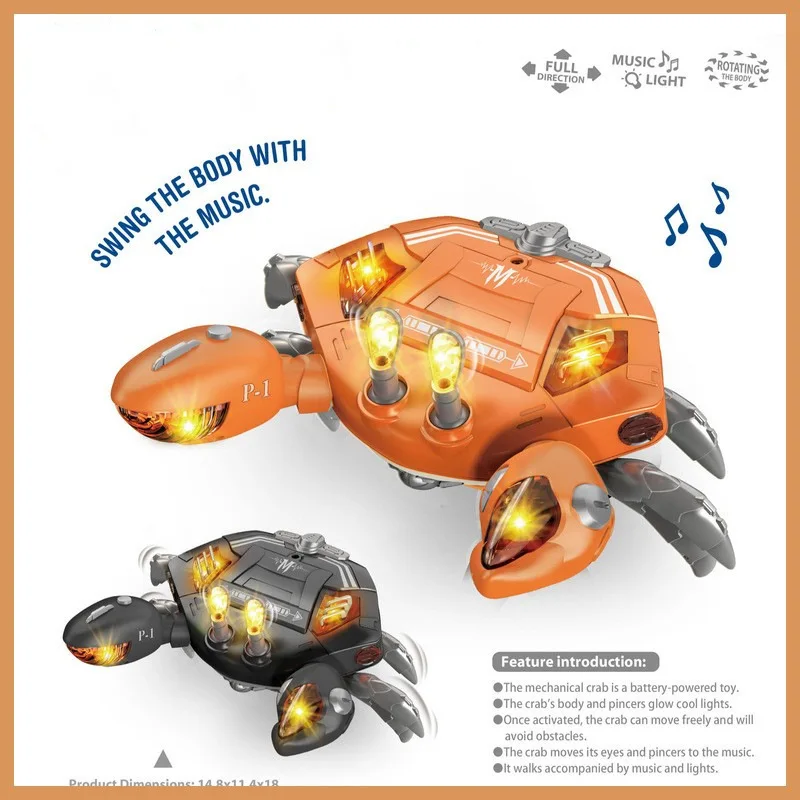 

New Electric Crawl Crab Toys With Lights Music Crab Children Interactive Mechanical Crab Funny Walking Dancing Toys
