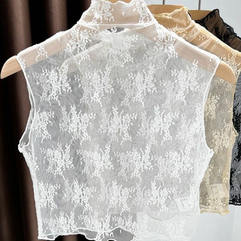 Hot Sale Lace Floral Detachable False Collar, Gauzy Layering Piece for Women, All-Match Fashion Accessory for Tanks & Dresses