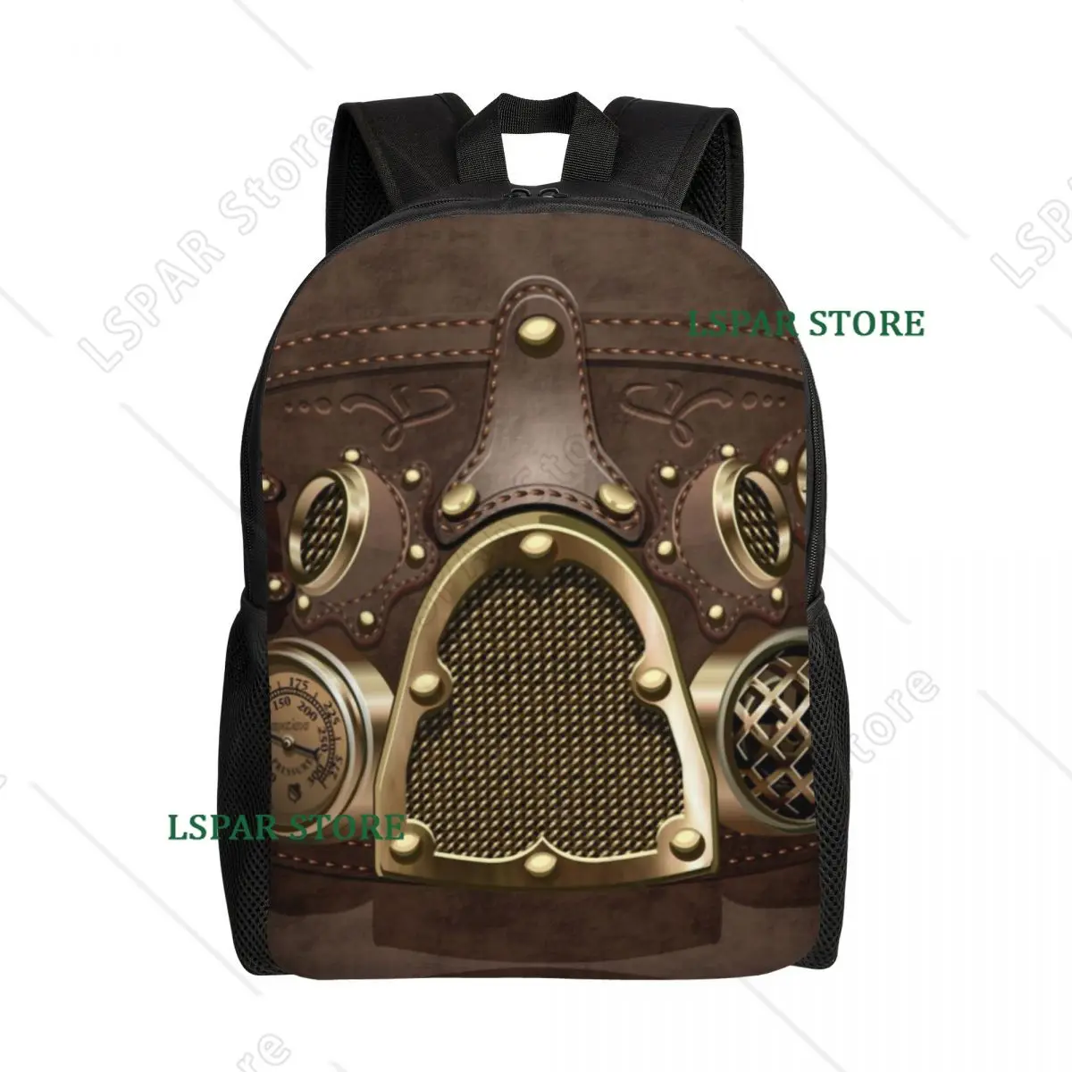 Personalized Steampunk Leather Backpacks Women Men Basic Bookbag for School College Pilot Air Fighter Helmet Bags