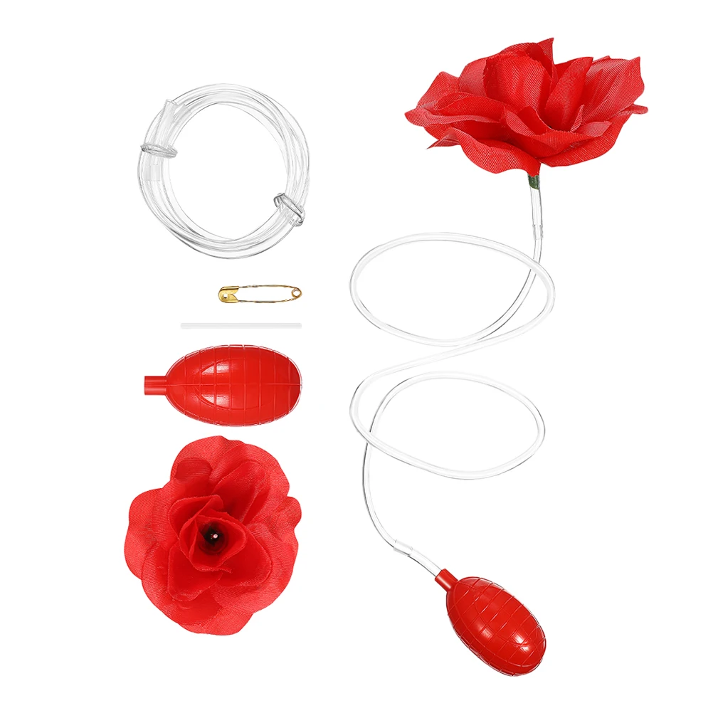 

2 Pcs Red Clown Prank Plastic Lifelike Flower