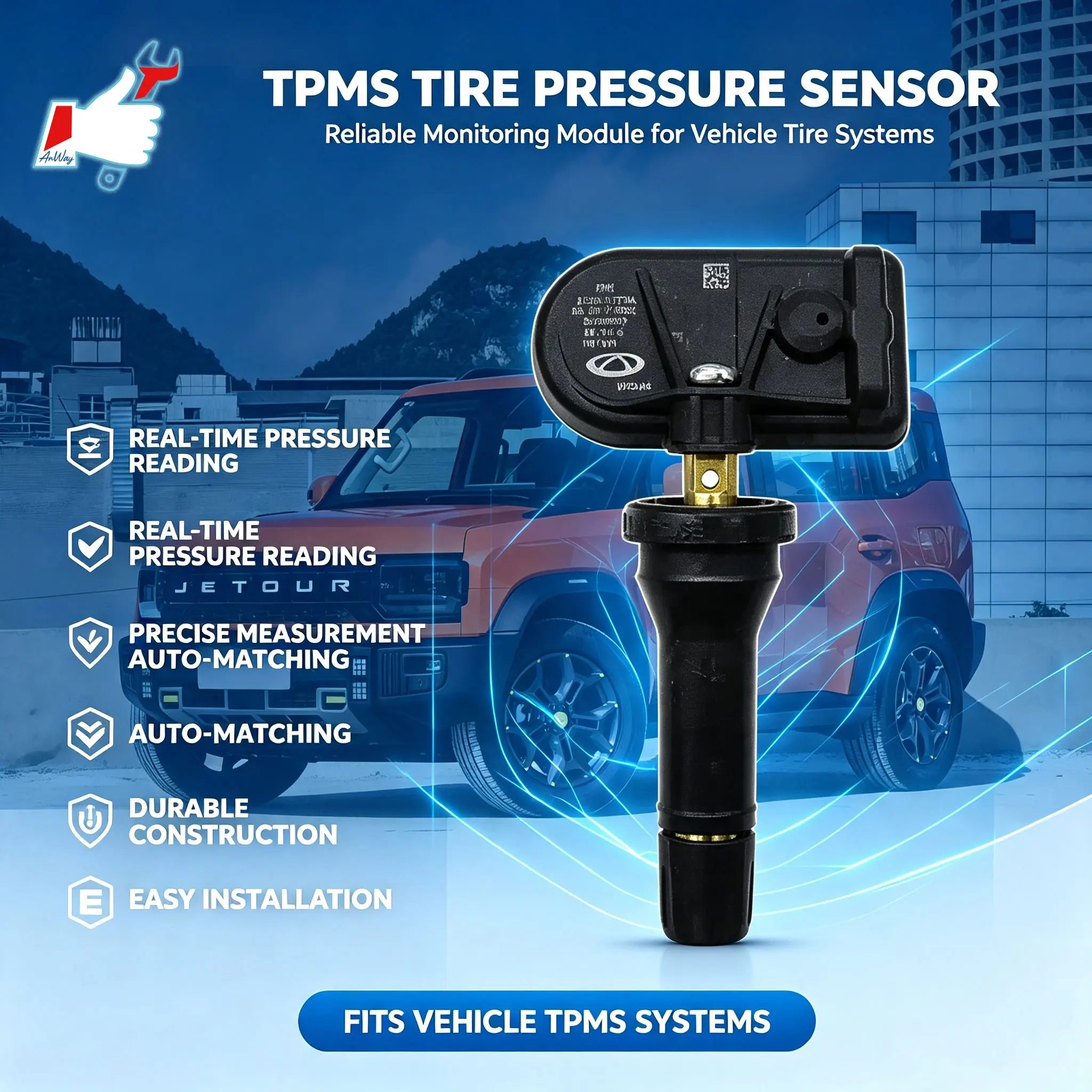 Custom Fit Car Tire Pressure Monitoring Sensor For Jetour Traveller T2 2023-2026 Auto Learn TPMS Sensor High Precision