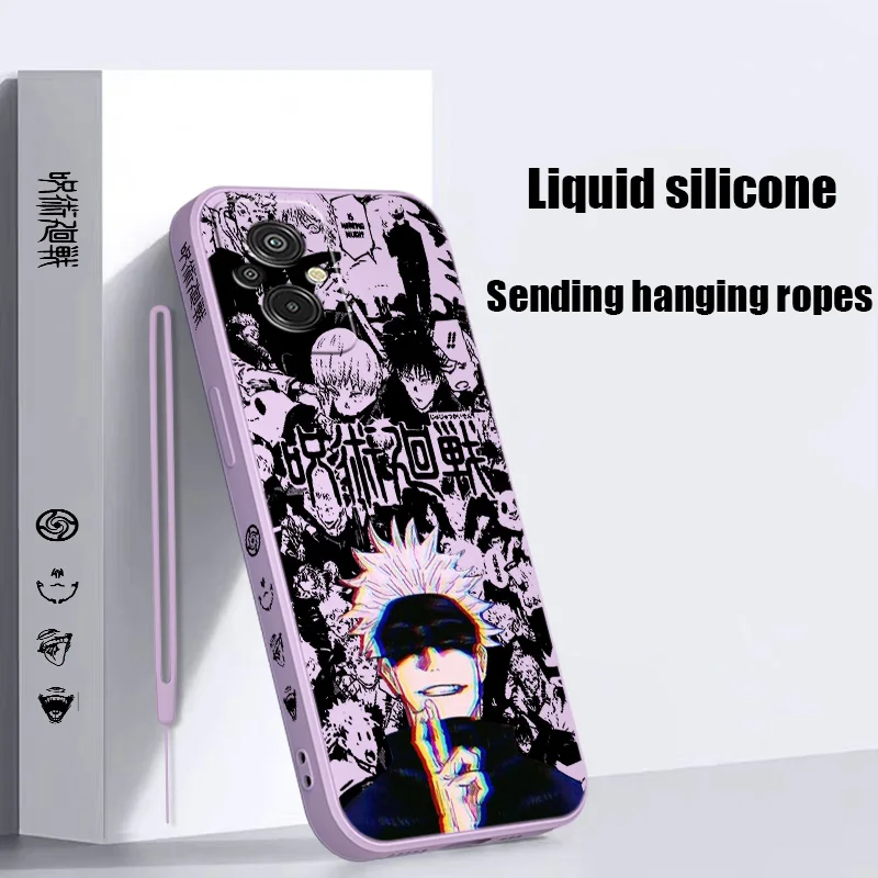 Jujutsu Kaisen Satoru Gojo Phone Case For Xiaomi Redmi 8 9 10 11 12 13 K20 K30 K40 K50 K60 Pro S A C T X Liquid Left Rope Cover