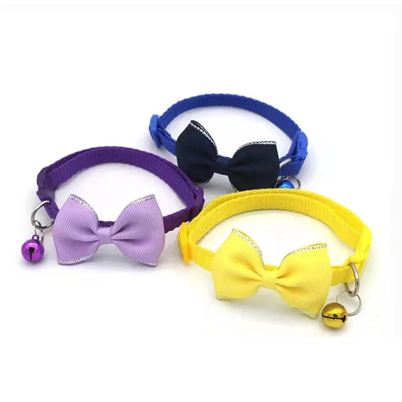 1/6pc Pet Collars New Pet Bow Bell Collars Cute Cat Collars Pet Supplies Multicolor Adjustable Pet Dressing Tool Pet Accessories