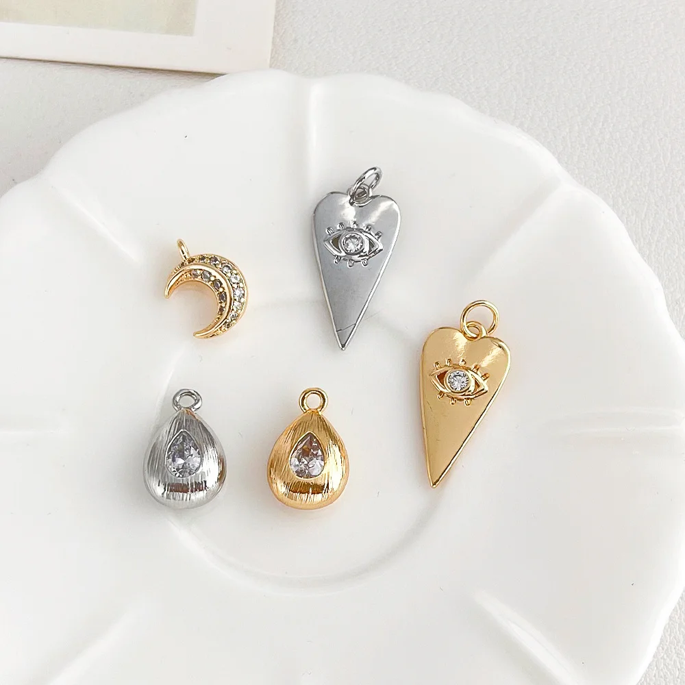 

Cordial Design 30Pcs Jewelry Accessories/Genuine Gold Plating/Heart Moon Shape/Copper Pendant/Hand Made/DIY Charms #196086