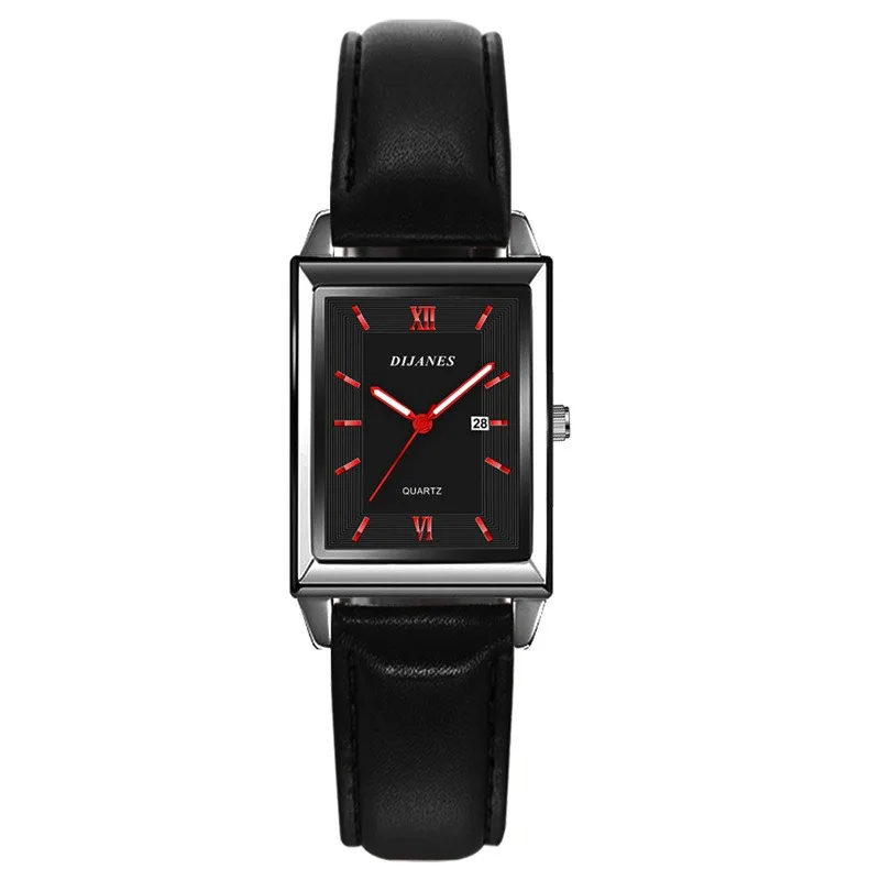 Fashion Mens Business Watches for Men Rectangle Stainless Steel Quartz Wrist Watch Man Casual Leather Watch relogio masculino