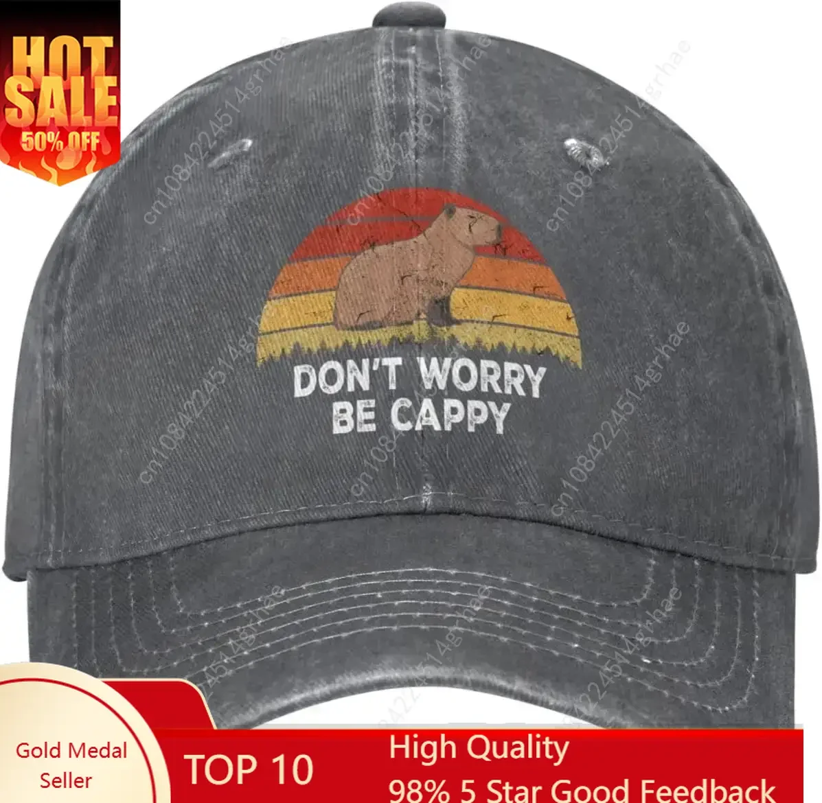 

Dont Worry Be Cappy Capybaras Hat Men Baseball Cap Vintage Cap