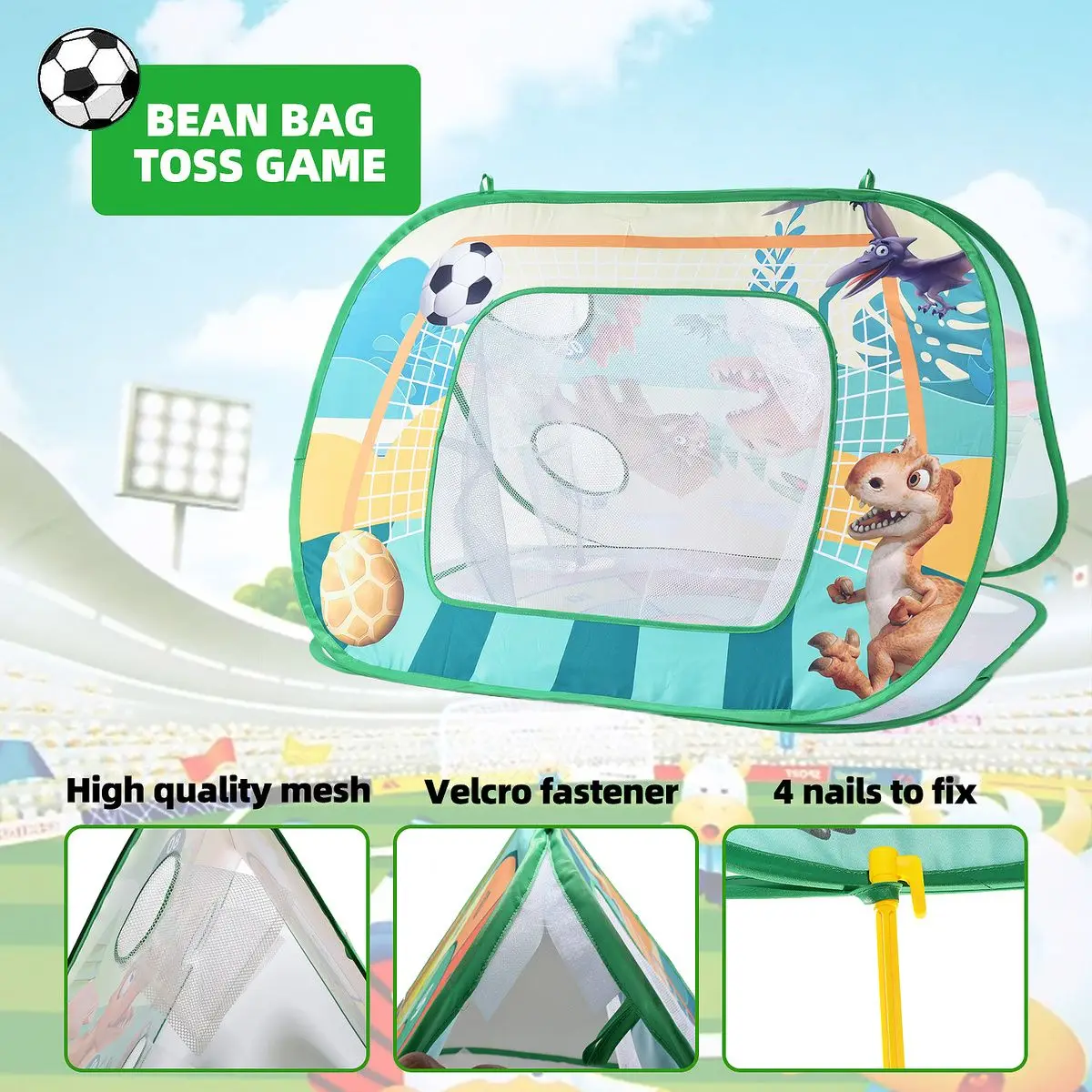 Conjunto de brinquedos indoor e outdoor para meninos e meninas, jogo Cornhole, futebol, futebol, voo, bola pegajosa, Toss Bean Bag, brinquedos para crianças