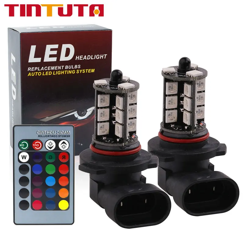 

2PCS Car Fog Lights 27SMD H4 H7 9005 9006 H11 H8 880 881 H1 H3 RGB Colorful Headlights Canbus Error-free Universal 12V 24V