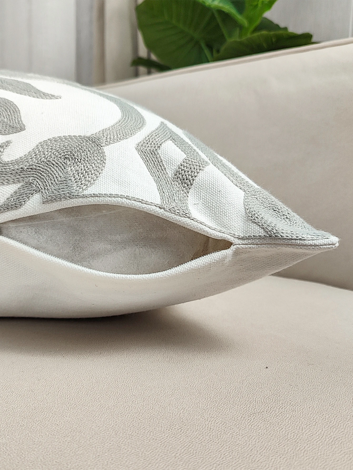1pc, Home Decoration geometry Cushion Cover Canvas Square Embroidery Pillow Cover for Sofa Bed