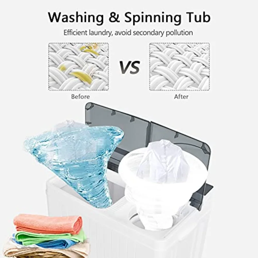 غسالة محمولة مدمجة بتصميم حوض مزدوج للاستخدام في الشقة وRV سعة إجمالية 26 رطل تتميز بغسالة 18 رطلاً #6