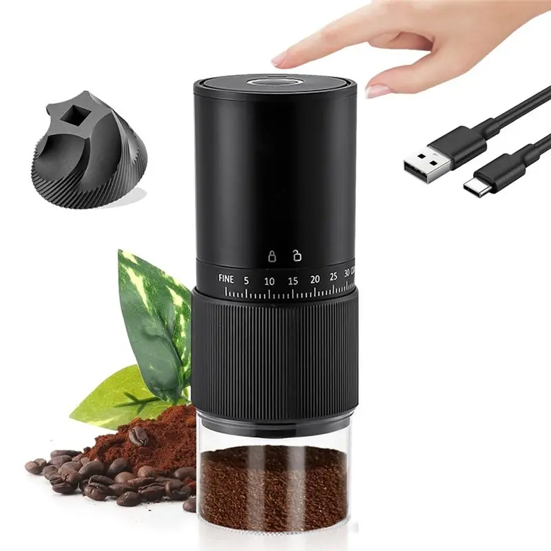 

ABWZ-USB Rechargeable Portable Electric Coffee Grinder, Compact Burr Model With 30 Adjustable Settings For Travel