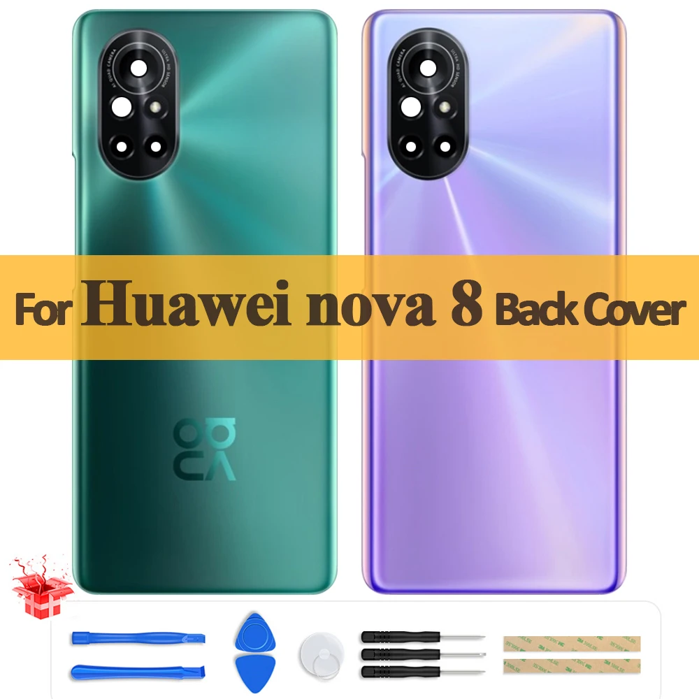 

AAA+ Quality Back Cover For Huawei nova 8 Back Battery Cover Housing Door Rear Case with Camera Lens For Nova8 Repair Parts