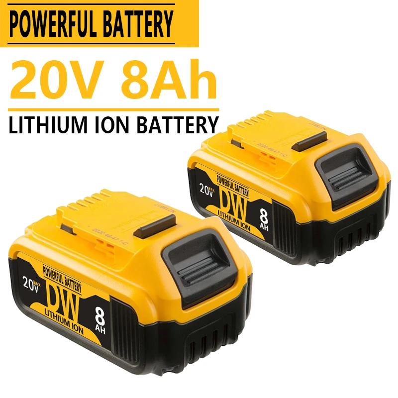 100% Original For DeWalt 20V 8000mAh Rechargeable Power Tools Battery with LED Li-ion Replacement DCB205 DCB204-2 DCB206