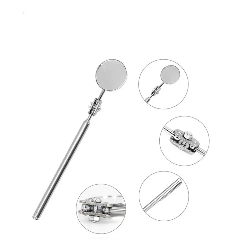 1Pc Rotatable Mirror Angle Telescopic Mirror Extendible Inspection Stainless Steel Detection Car Repair Tool Endoscope Equipment