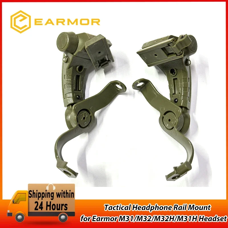 360° Tactical Headphone Rail Mount for Earmor M31/M32/M32H/M31H Headset on Team Wendy M-Lok, Ops-Core Rapid ACH Helmet Rail