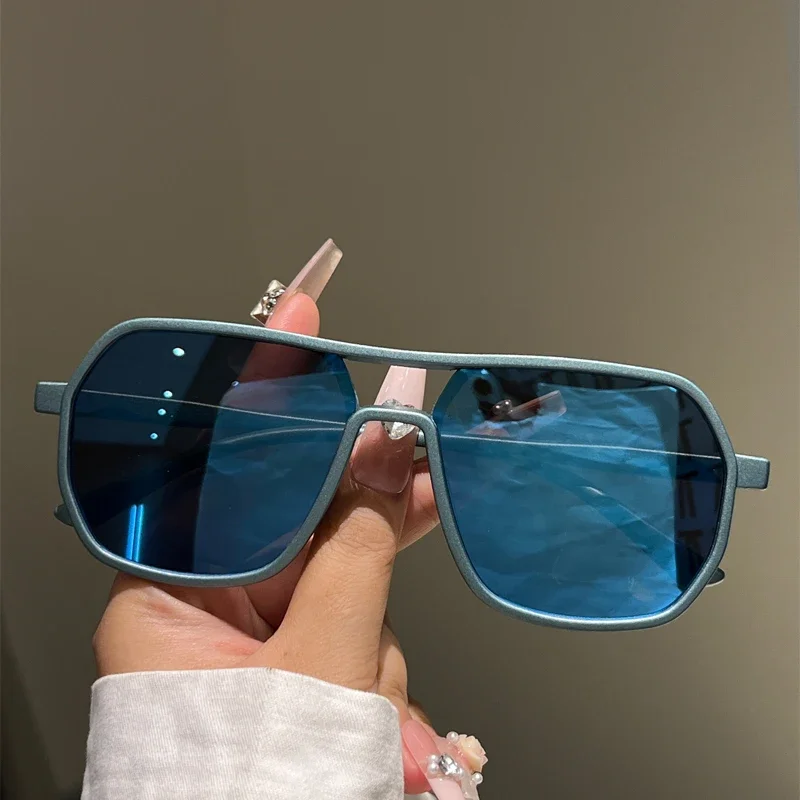 Nouveau Lrregular carré lunettes de soleil hommes mode Vintage Double pont nuances femmes à la mode marque Design lunettes de soleil UV400 lunettes