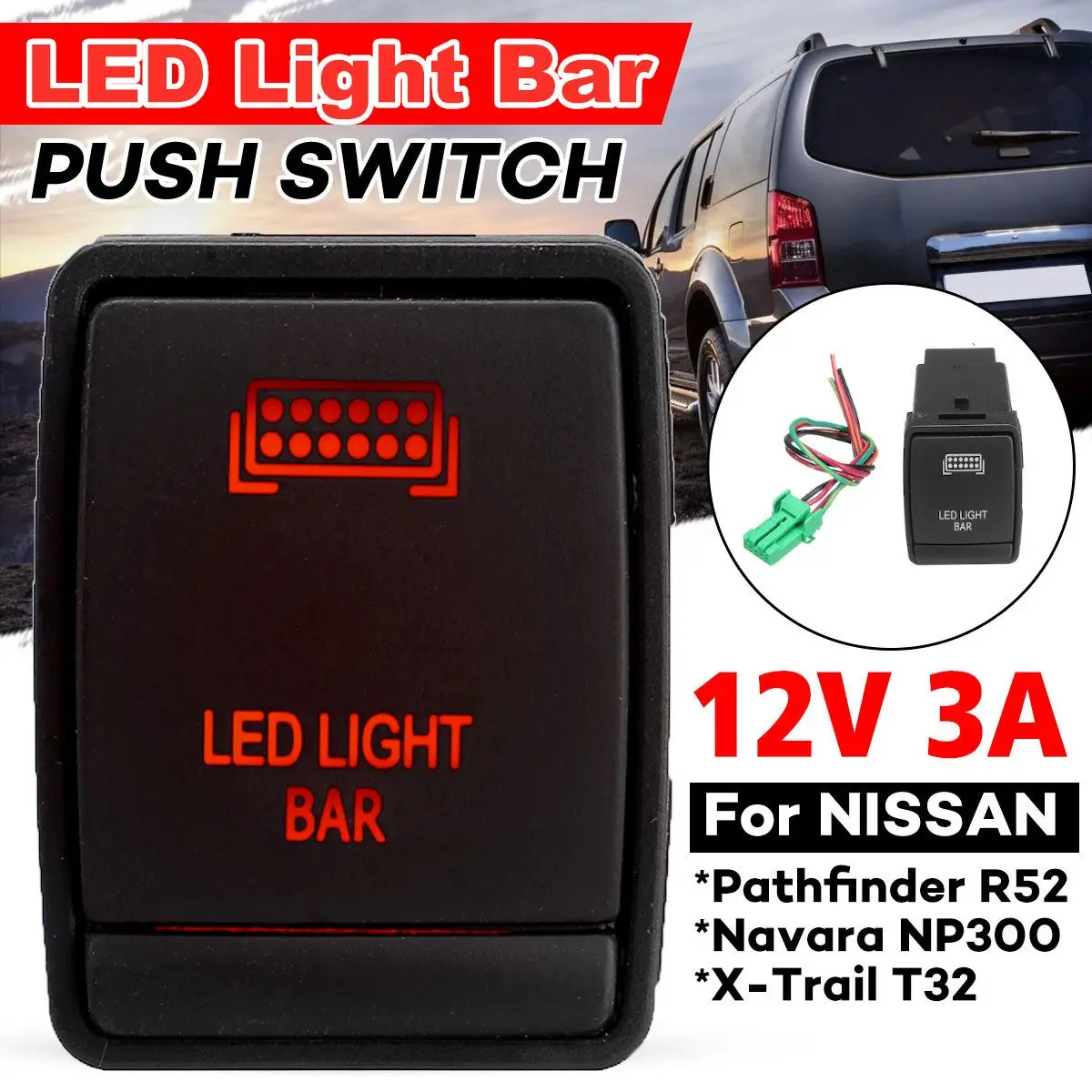 12v 3a LED Licht Drucksc halter LED Licht leiste/Scheinwerfer Wipp schalter für Nissan Navara Np300 Pathfinder X-Trail