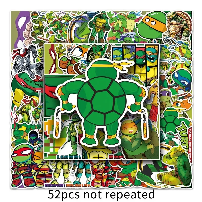 52PCS Ninja Turtles TMNT Anime Stickers Kawaii Cartoon Cute Aesthetic Decal Decoration Laptop Motorcycle Luggage Car Sticker New