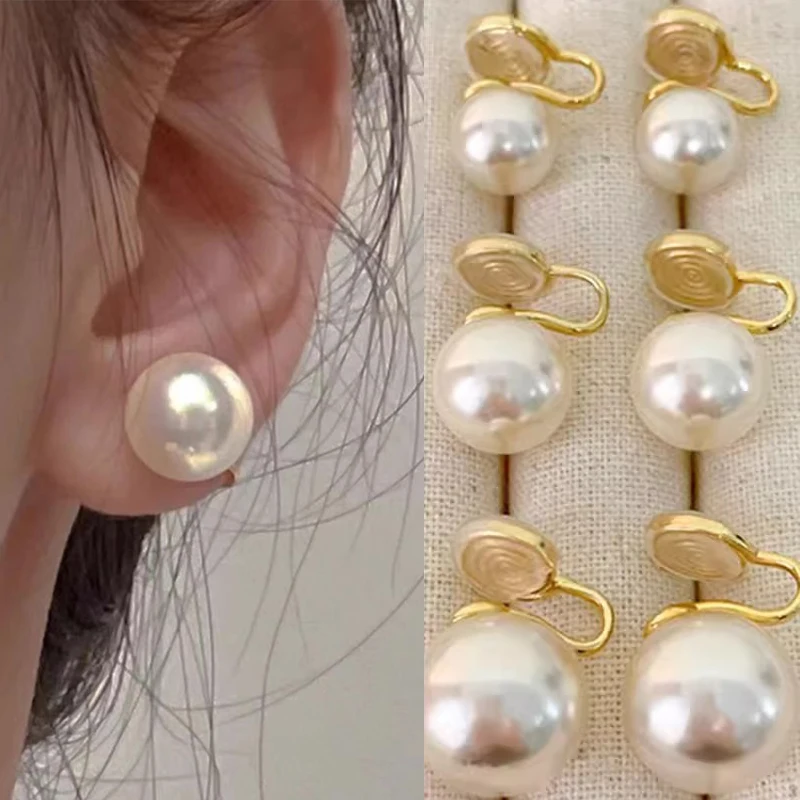 Boucles d'oreilles clip d'oreille en perles pour femmes, manchette d'oreille simple, faux piercing, bijoux à la mode, sans trou d'oreille, 2 pièces