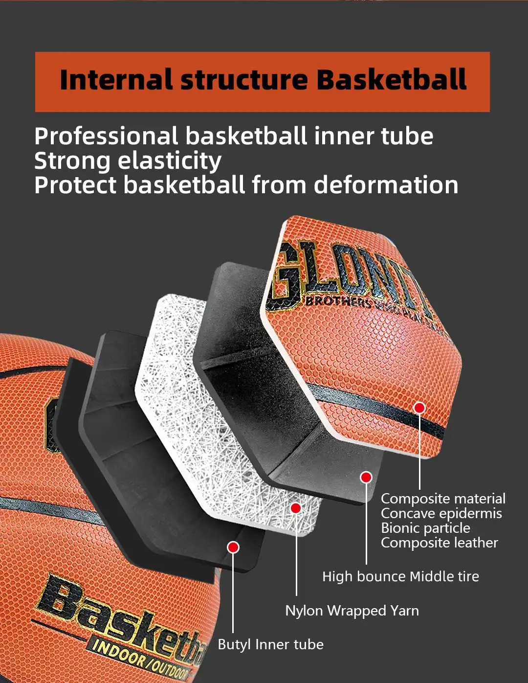 Maßgeschneiderte Basketbälle, Größe 7, Leder, verschleißfest, Spieltraining, Standardball, hochwertige Teambälle für Herren und Damen, Braun – Detail 8