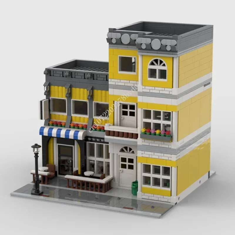 

1288 шт. MOC модульная Streetcafe City Street View модель строительные блоки технология кирпичи DIY творческая сборка игрушки праздничные подарки