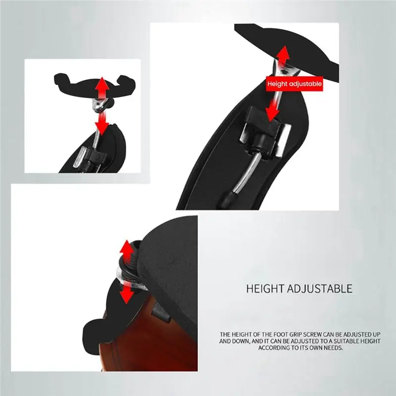 مسند كتف كمان A18E مسند كتف كمان بلاستيكي قابل للتعديل للكمان 4/4-3/4 مع أقدام غير قابلة للانزلاق وحشوة كتف