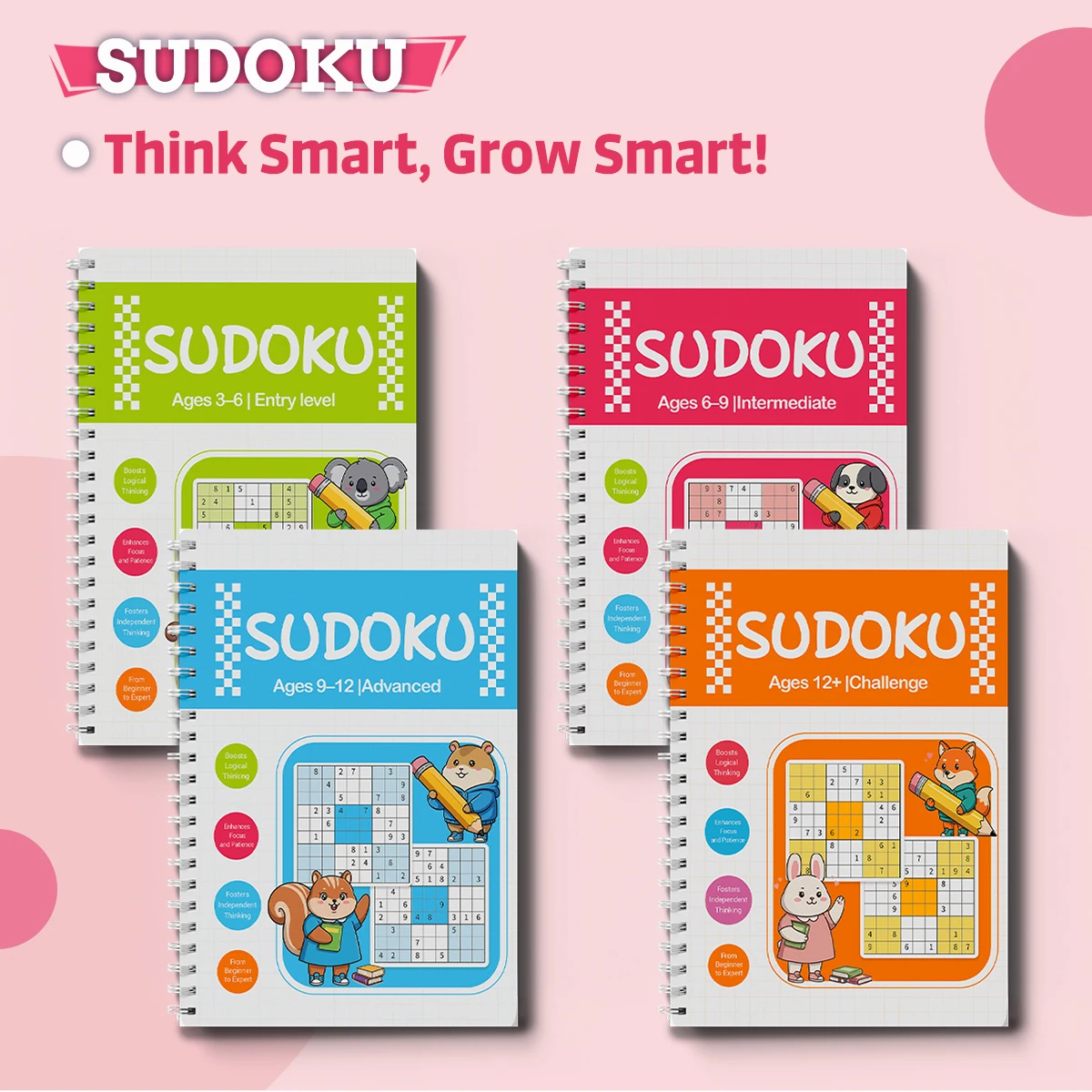 Fun Sudoku activity book, number reasoning and logic training, brain games workbook, boost focus and thinking skills