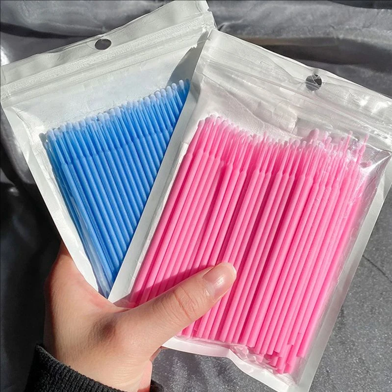 MJ 100Pcs Eyelash Cleaning Brush Lash Extension Micro Cotton Swab Individual Eyelashes Microbrush Beauty Makeup Clean Remover To