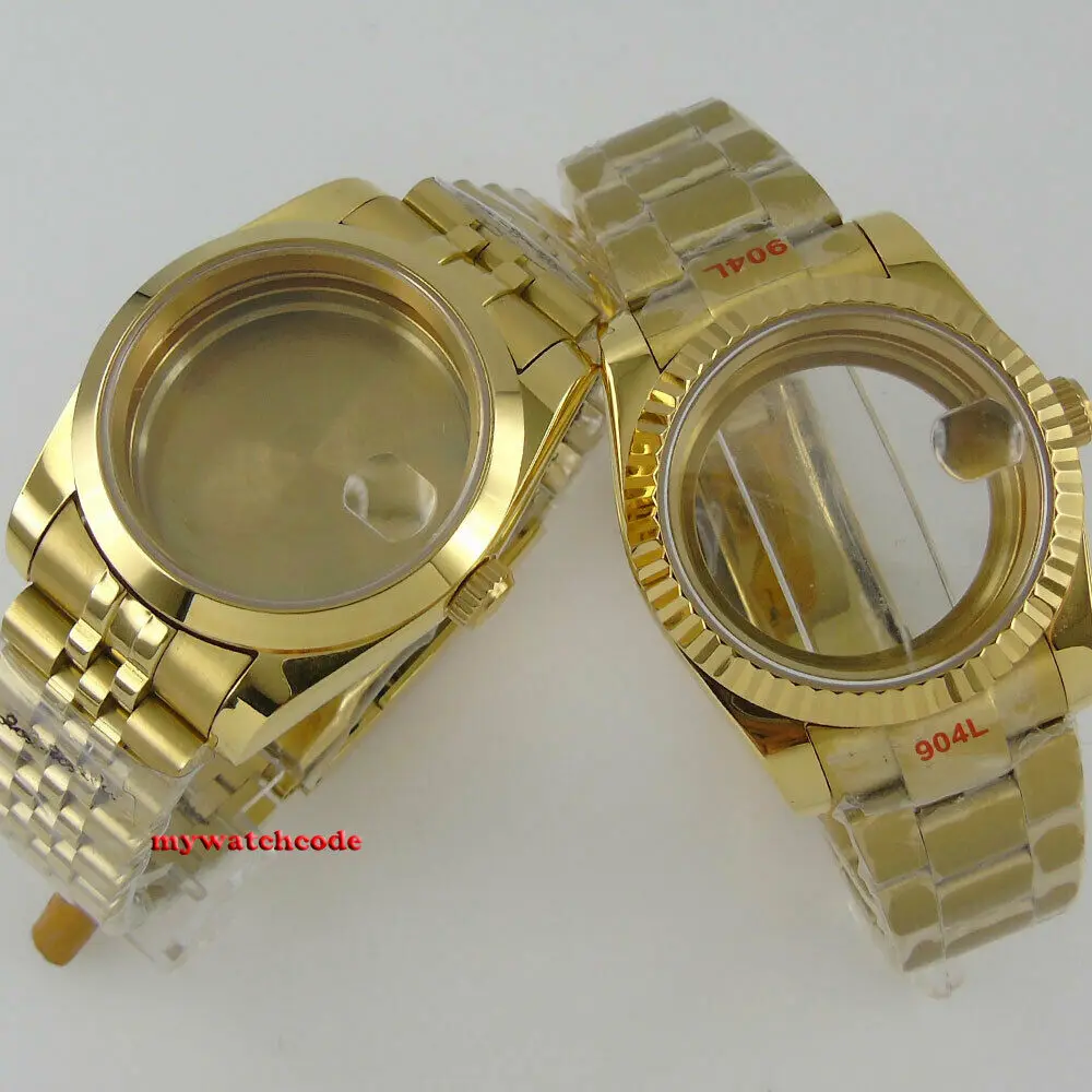 

36mm 39mm Sapphire Glass Golden Watch Case Fit Eta 2836 2824 8215 NH35 NH36 8215