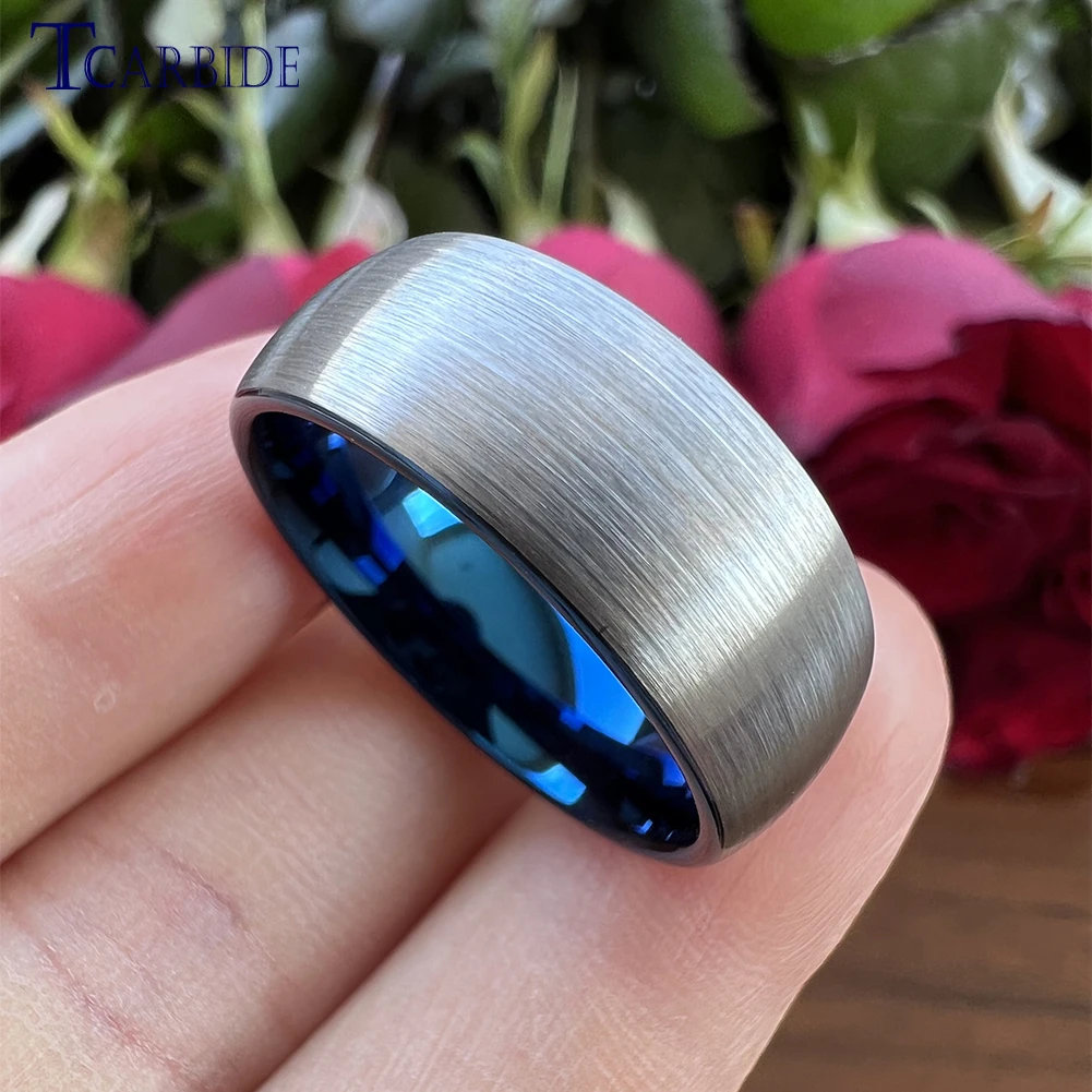 6mm 8mm Tungsten Engagement Ring For Women Men Domed Brushed Multicolor Jewelry Accessories Comfort Fit