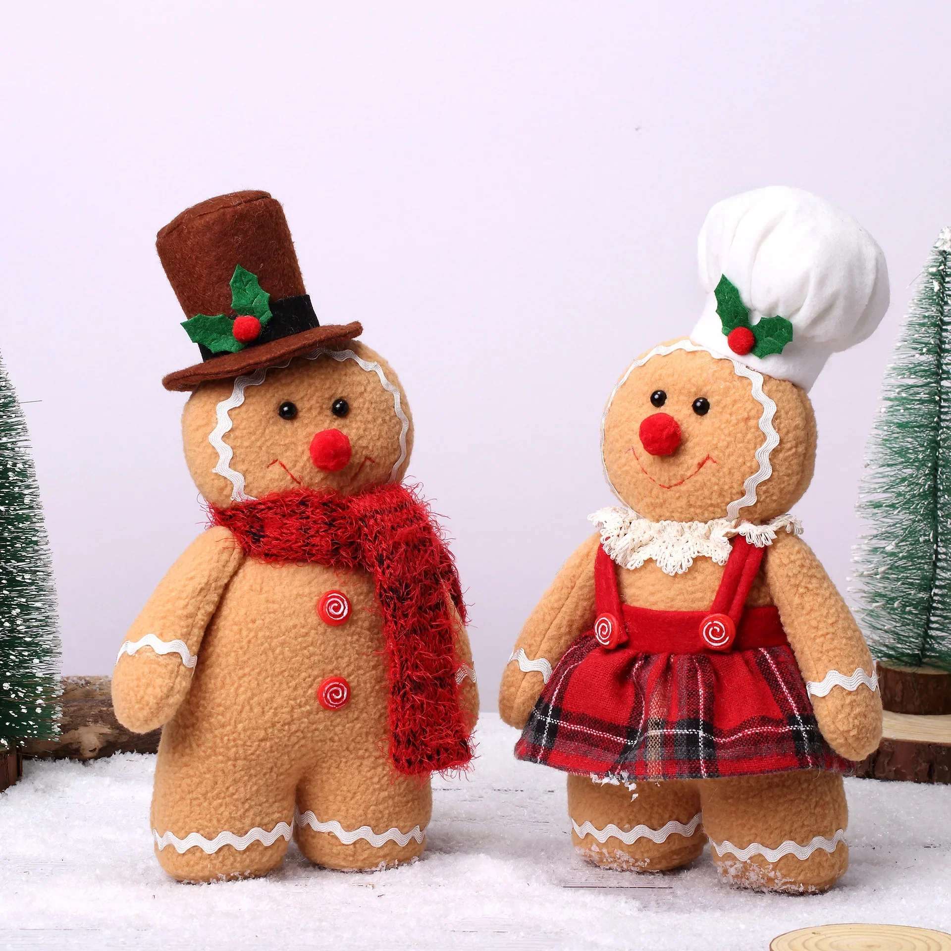 

2 Pcs/set Disney Christmas Decoration Gingerbread Dolls Toy Ornament Wool Dwarf Doll Collection Toys for Kids Birthday Gifts