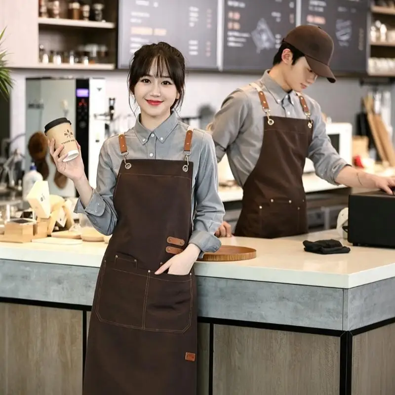 Waterproof Oil Resistant Kitchen Apron with Deep Pockets Unisex for Men Women BBQ Baking Coffee Shop Work