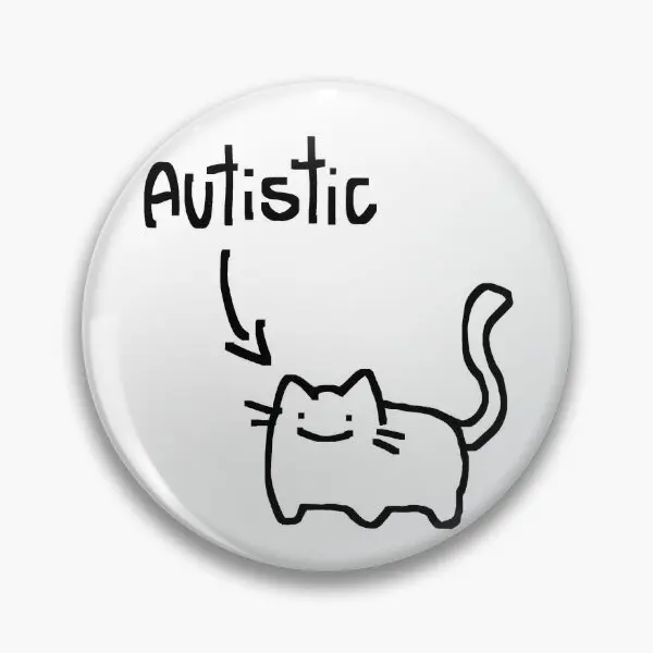 Autistic Cat  Soft Button Pin Cartoon Metal Women Brooch Jewelry Cute Gift Hat Creative Clothes Funny Lover Lapel Pin Decor