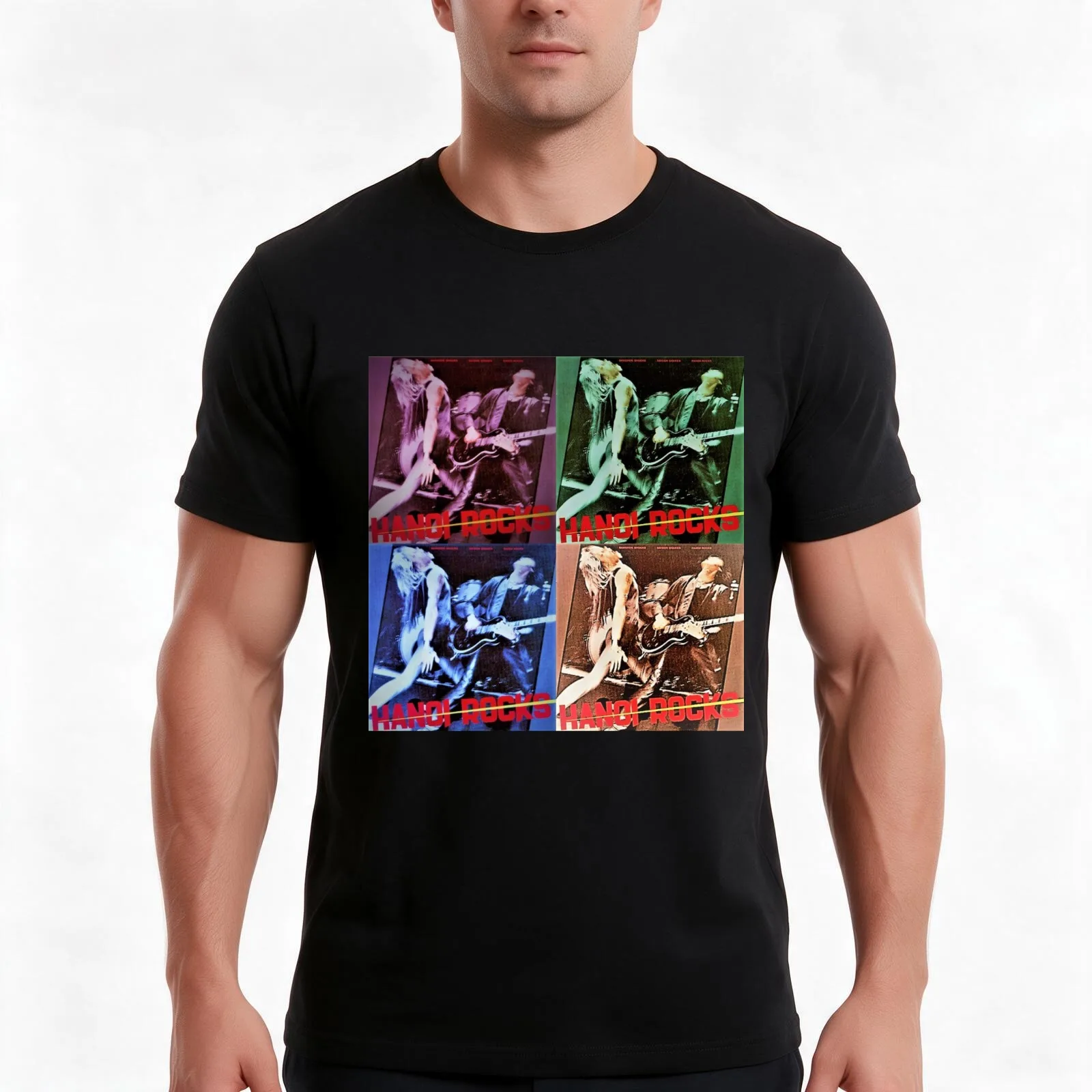 Hanoi Rocks collage T-Shirt Summer Casual Cotton Tee Oversized Streetwear Tops Vintage Graphic Print Loose Fit Short Sleeve