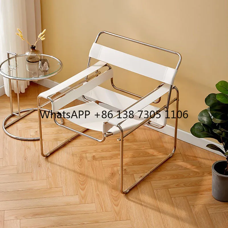 

Lazy sofa Vasily chair ins Nordic saddle leather single chair stainless steel casual versatile