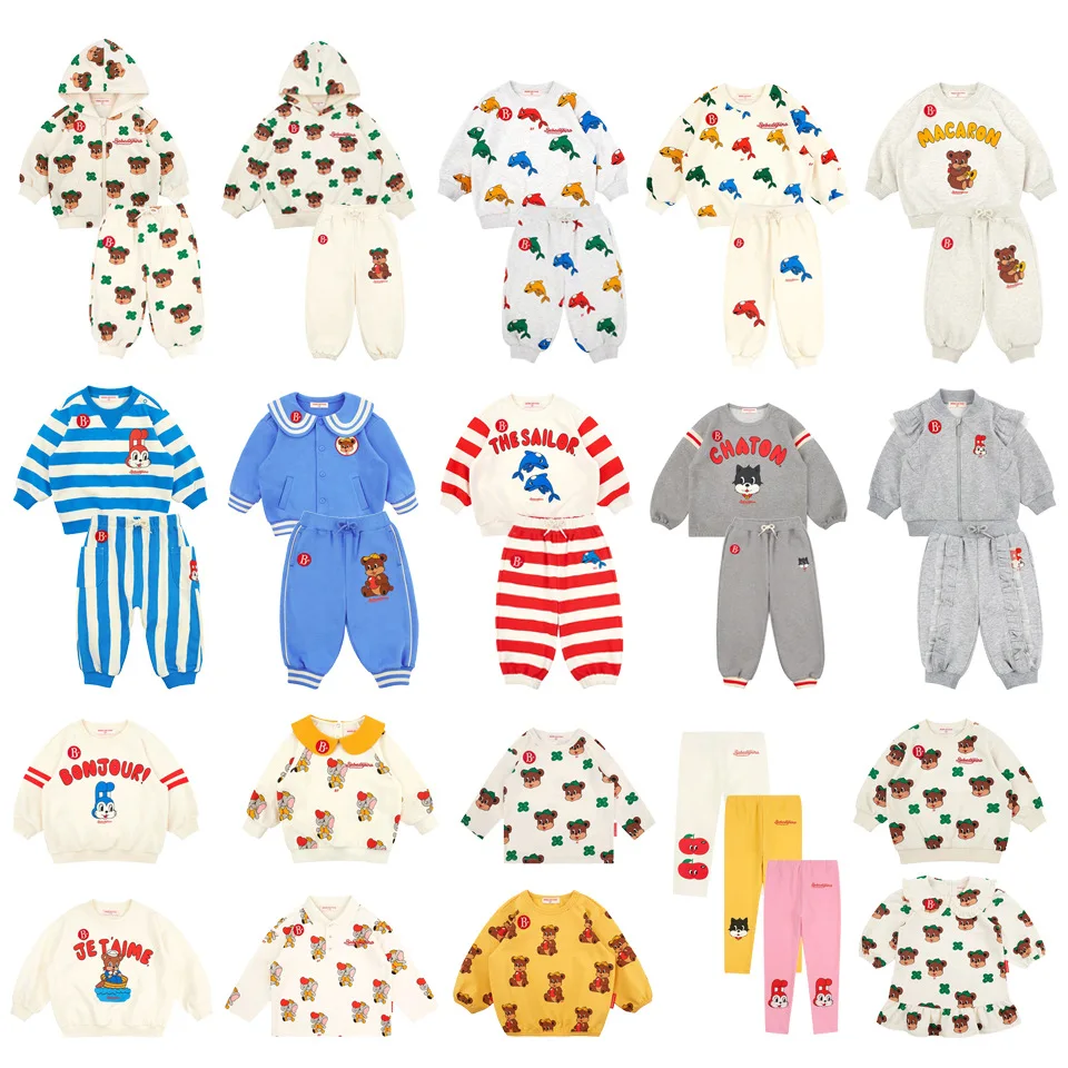 

Mother Kids Spring Autumn Boys Girls Clothes Set Animal Printing Long Sleeve+Pant 2-Piece Set for Children Baby Clothing Suit