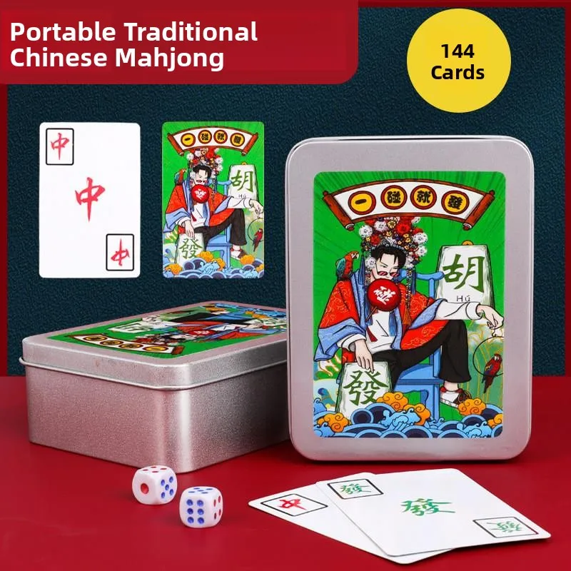 

Portable Large Size 144 Poker Cards Mahjong Set High Aesthetic Value Intelligent Playing Cards Easy to Carry Paper Mahjong