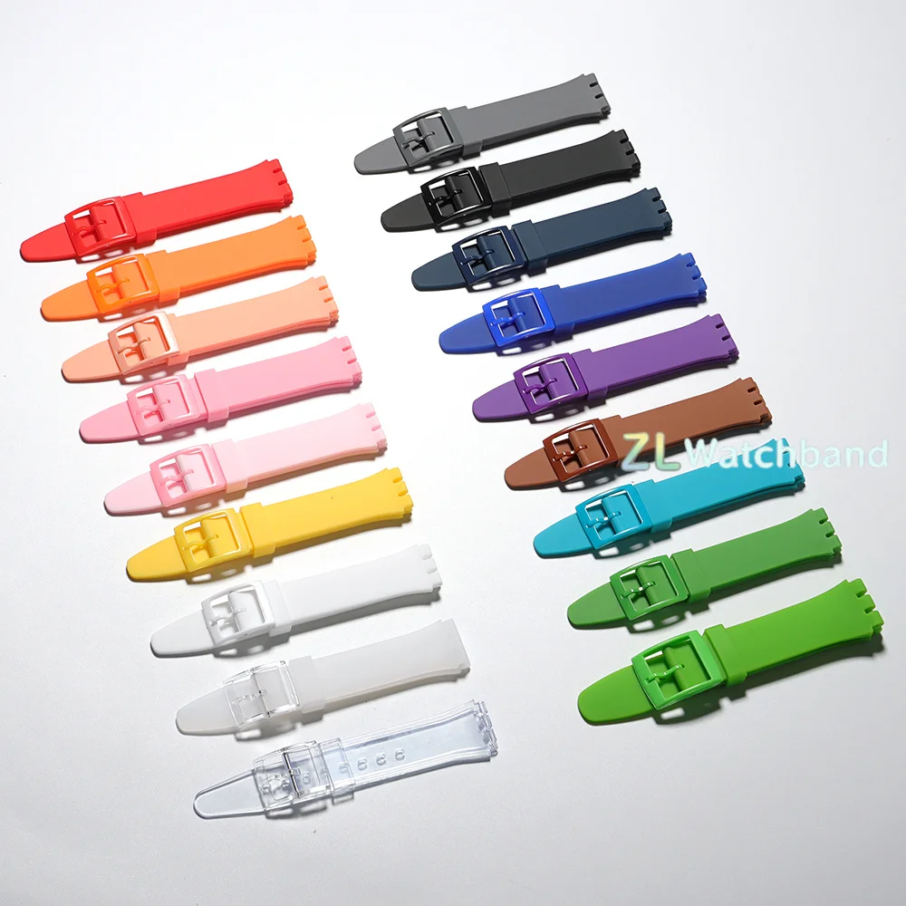 16mm 17mm 19mm 20mm Sport Silicone Strap for Swatch Women Men Replacement Colorful Rubber Band Wrist Bracelet Watch Accessories
