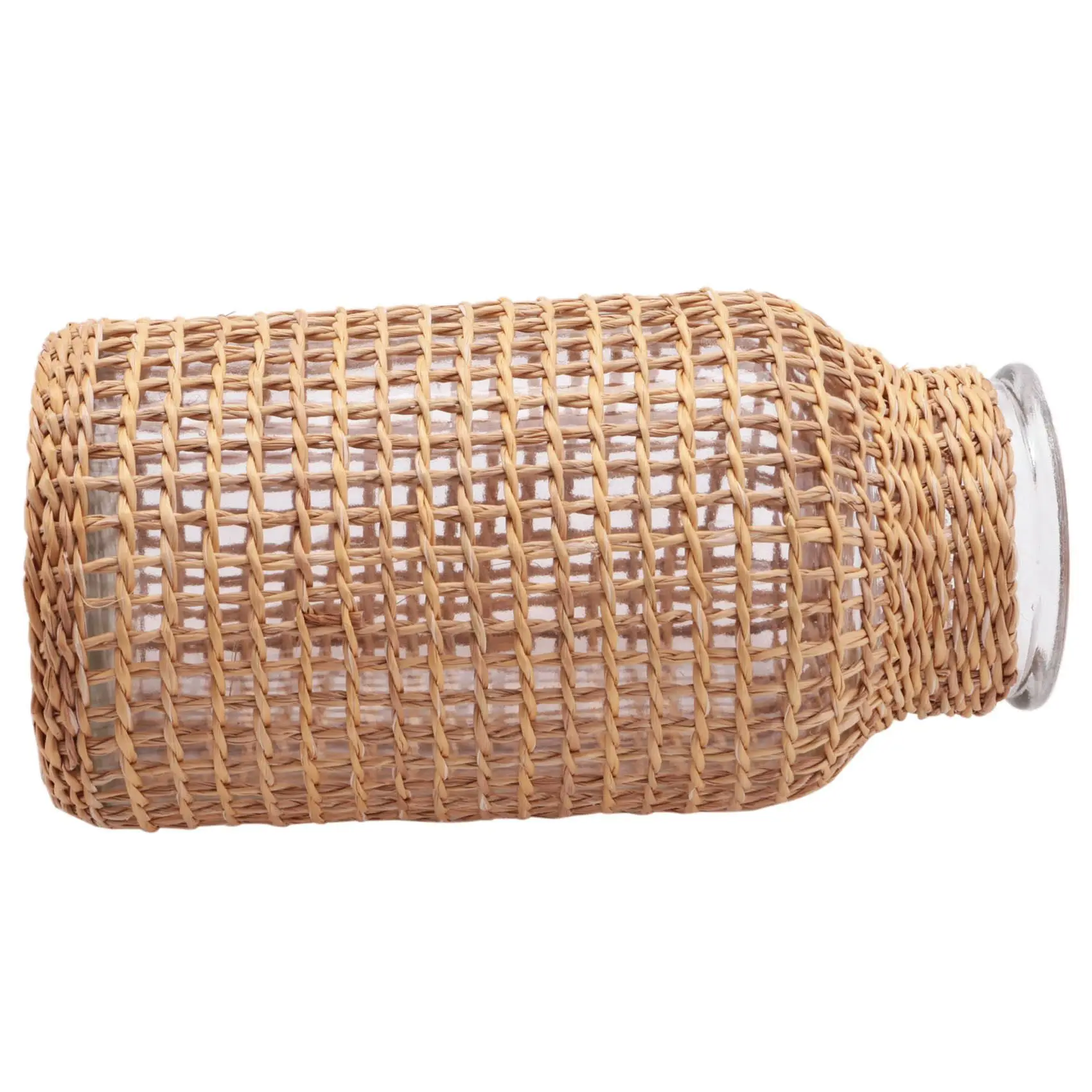A98E-Straw Glass Flower Vase Japanese Flower Pot In The Nordic Contracted Creative Flower Basket To Water Plants