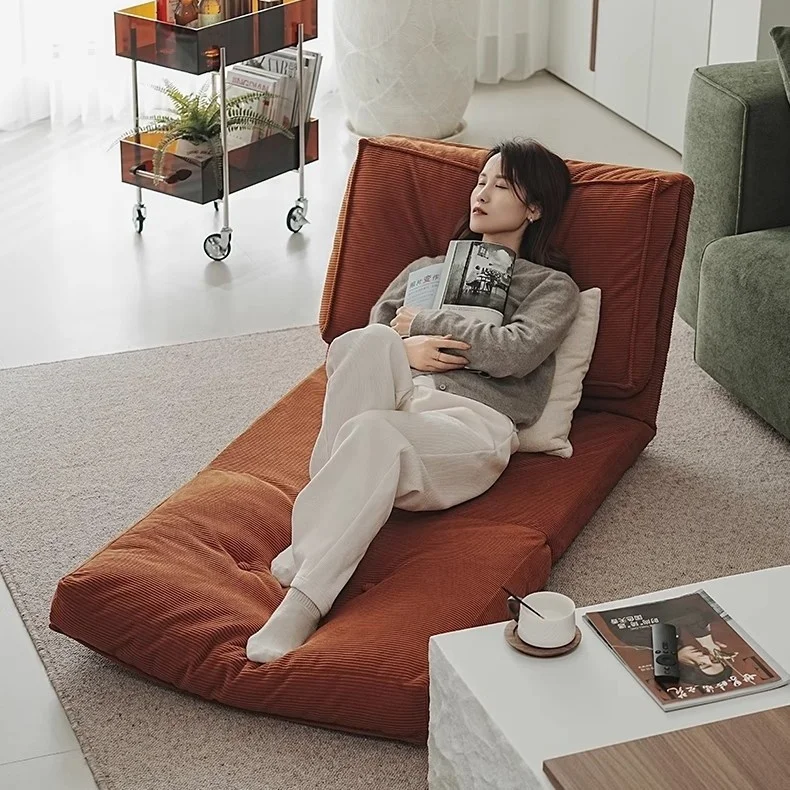 Modern Single Sofa Bed for Living Room Foam Padded Collapsible Bean Bag Fabric Reclining Foldable Various Colors Sizes Available