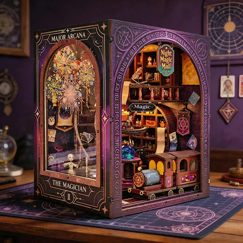 DIY Wooden Dollhouse Tarot Cards Magic Mall Book Nook Miniature With Furniture Kit  Assemble Toys for Children Birthday Gift