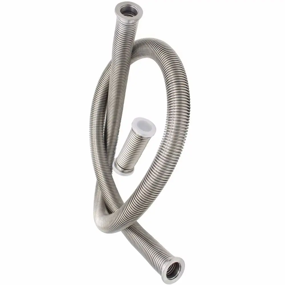 Clamp KF25 (OD40mm) SS304 vacuum corrugated tube, flexible high vacuum hose NW50 telescopic metal hose