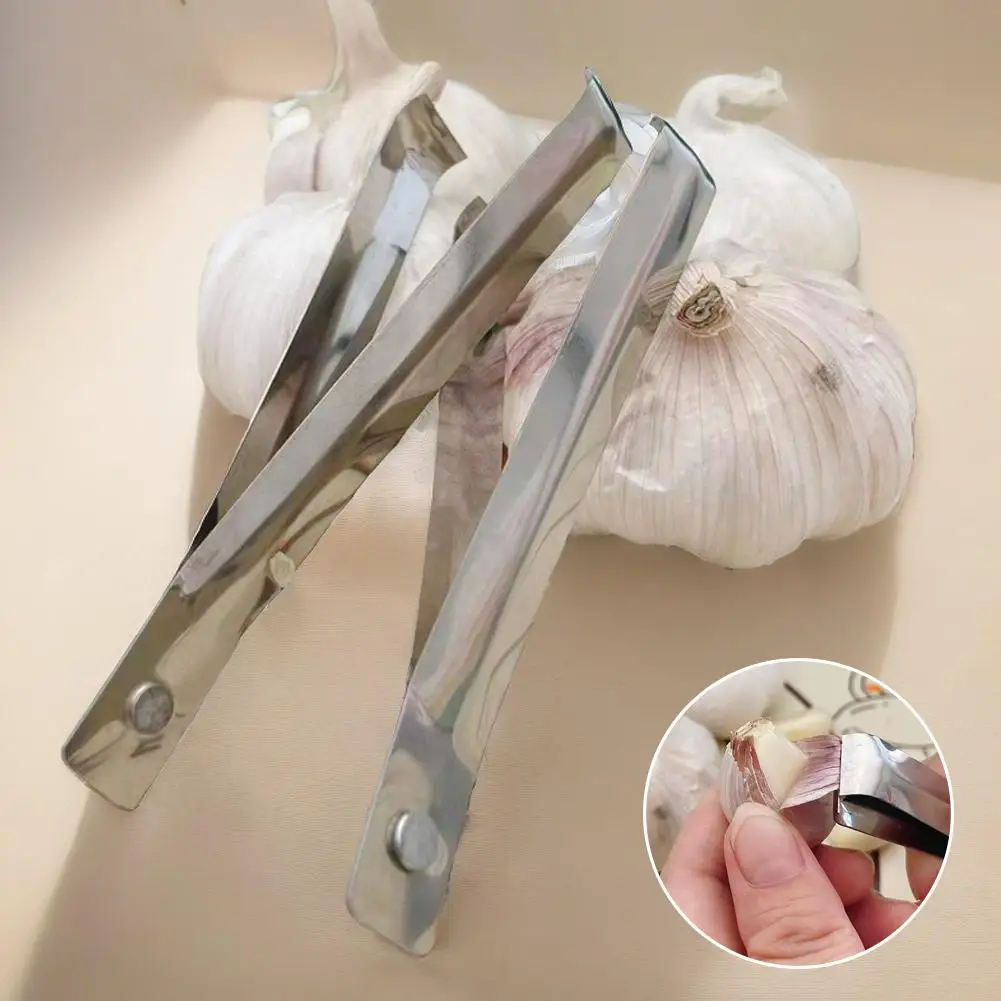 1Pc Stainless Steel Garlic Peeler Quickly Garlic Peeling Manual Tweezers Clip Pig Plucking Kitchen Hair Accessories Gadgets Q4K7