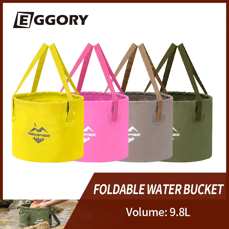 

EGGORY-Travel Camping Portable Folding Bucket, Barbecue Picnic Food Storage Bucket, Waterproof Water Storage Bag, 10L