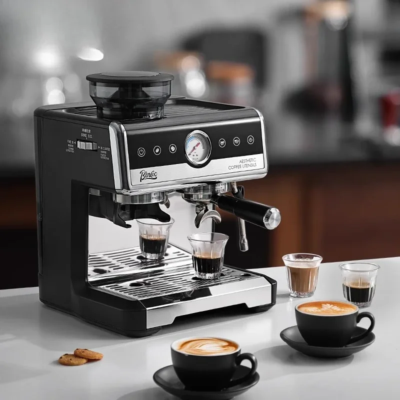 

Italian coffee machine semi-automatic steam beating milk foam grinding integrated double heating commercial household small