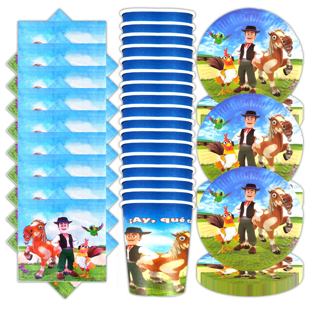 La Granja Zenon Farm Theme 60pcs/lot Kids Favors Cups Plates Birthday Party Dishes Tableware Set Decorate Events Supplies