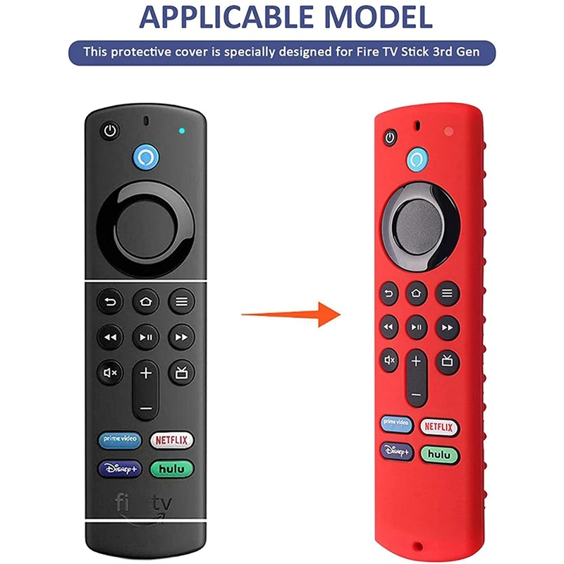 For Fire TV Stick 3Rd Generation Voice Remote Control Silicone Case Light Weight Non-Slip Shockproof With Strap
