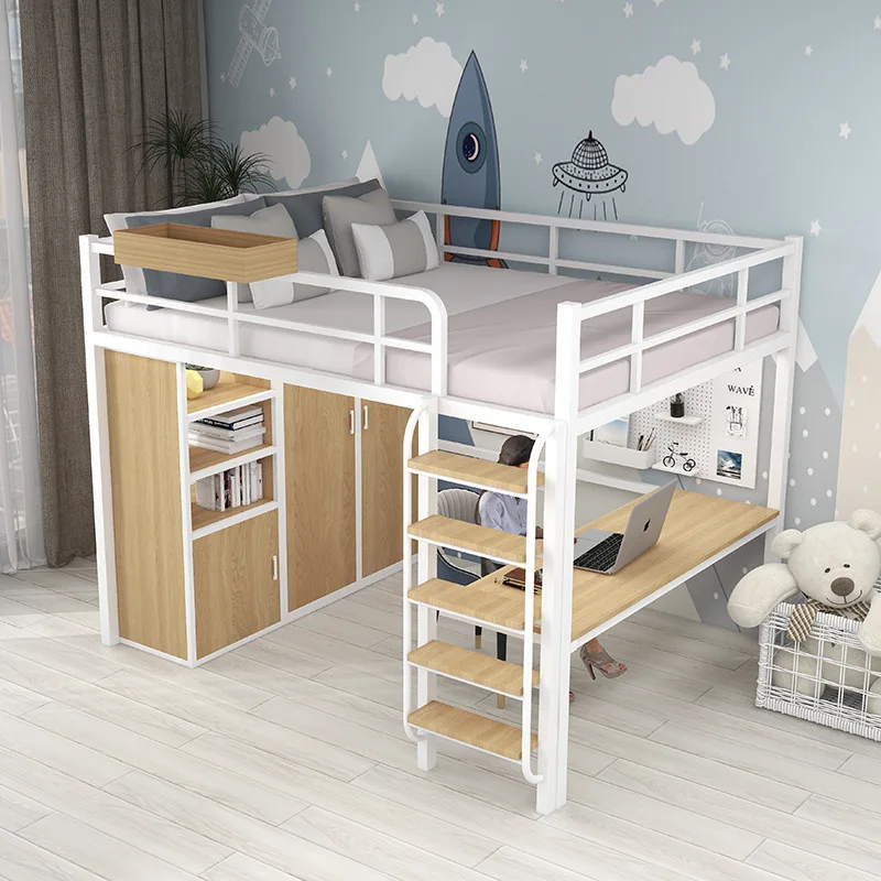 

Nordic iron frame apartment loft wrought iron elevated bed on the bed under the table multi-functional space-saving dormitory